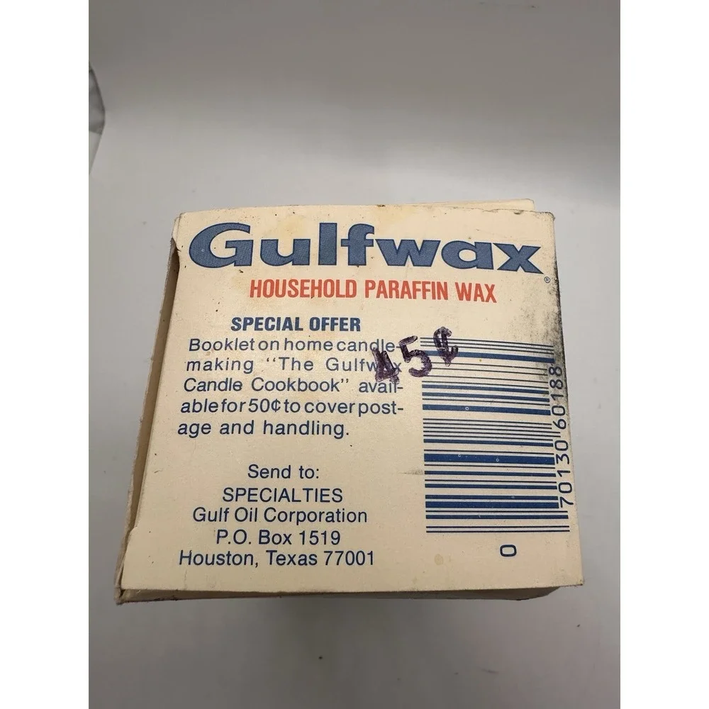 Vintage Gulfwax Household Paraffin Wax Partial Box 2 Cakes‎ Gulf Oil Canning